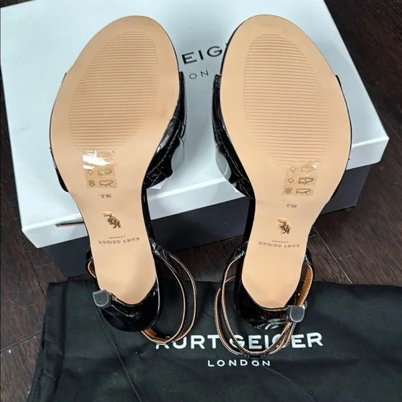 Kurt Geiger Black and Gold Stiletto Heels - Picture 3 of 5
